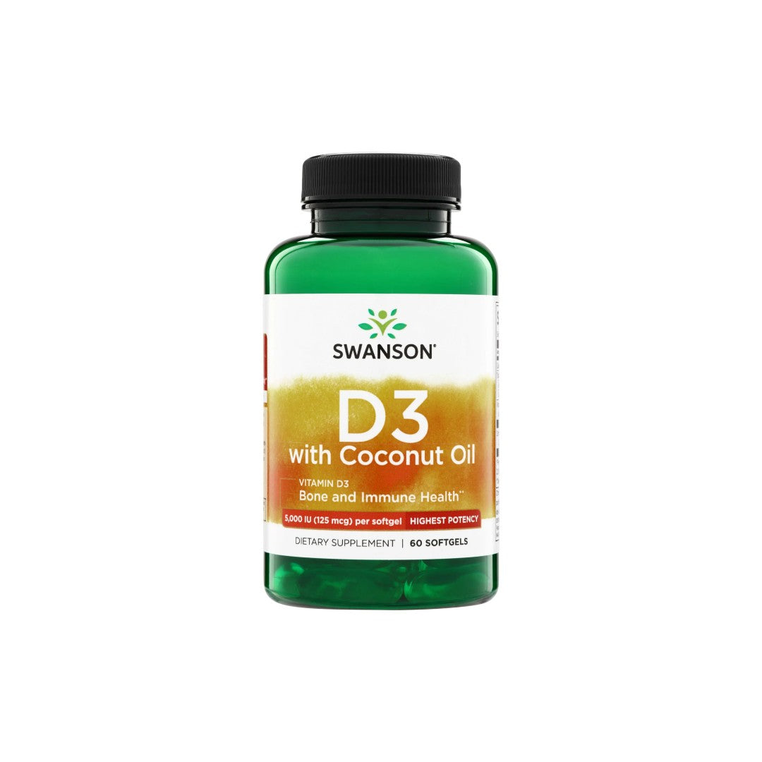 Vitamin D3 mit Kokosöl, 60 Weichkapseln Swanson Health Products